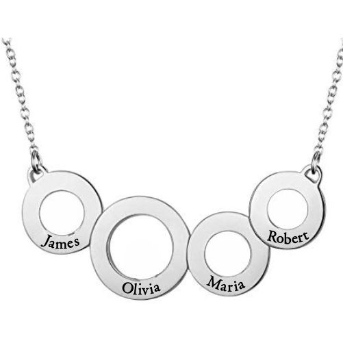 Engraved Circles Necklace In Silver