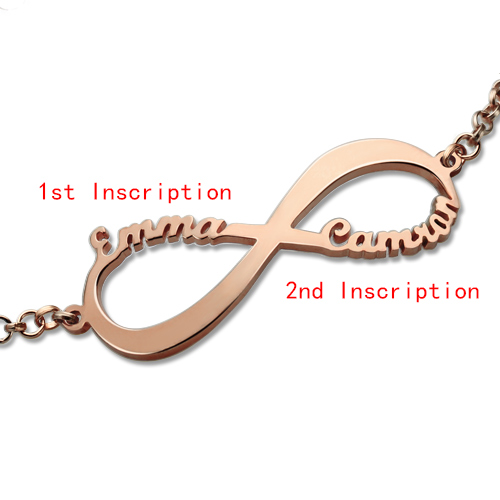 Infinity Symbol Name Bracelet Rose Gold