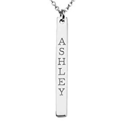 Vertical Classic Bar Name Necklace in Silver