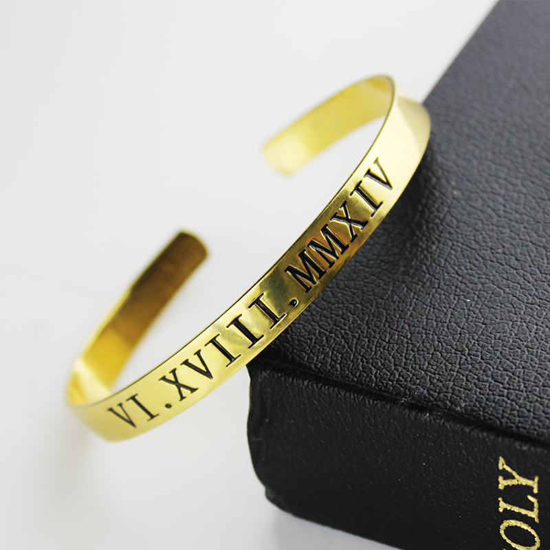 Personalized Roman Numeral Bracelet 18K Gold Plated