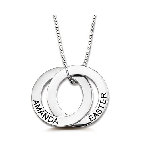 Custom Double Russian Ring Name Necklace In Sterling Silver