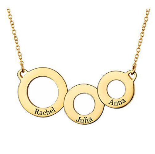 Engraved Circles Necklace 18k Gold Plated