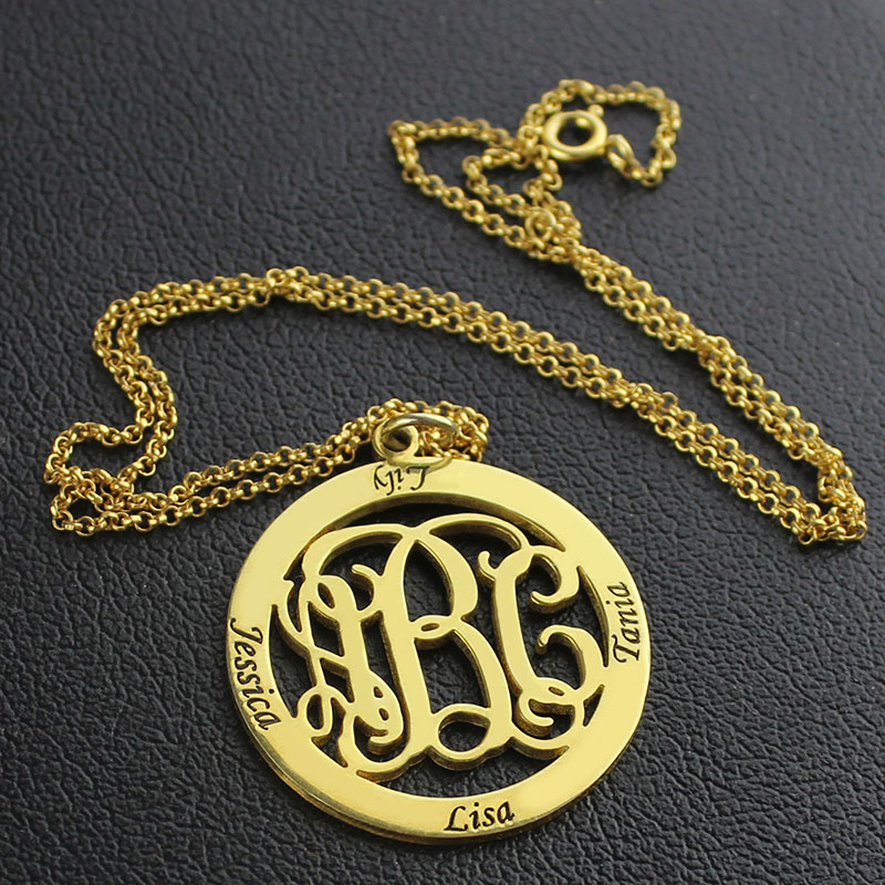 Family Monogram Name Necklace 18K Gold Plated