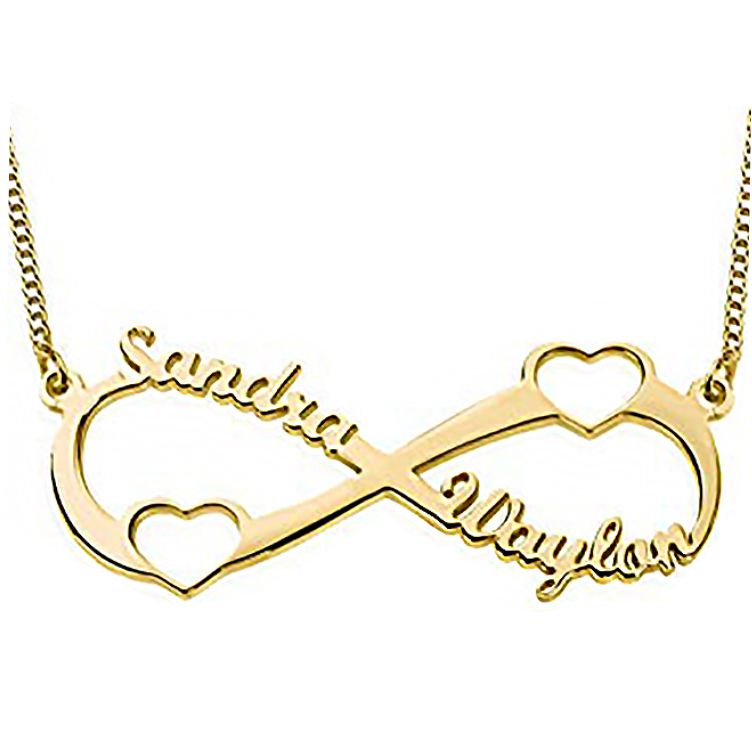 Hearts Infinity Necklace Gold Plated