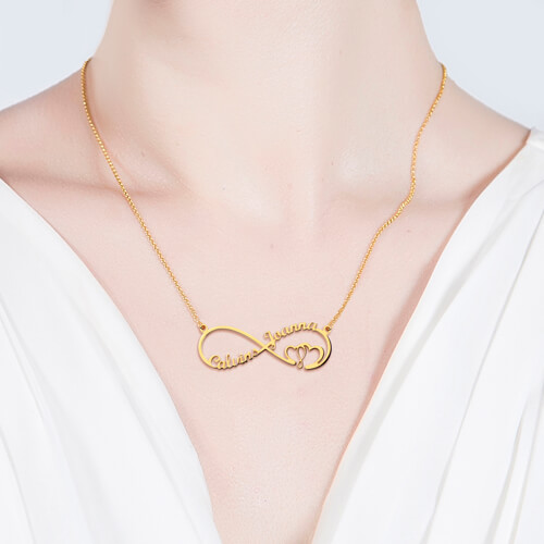 Infinity Heart In Heart Necklace Gold Plated Silver