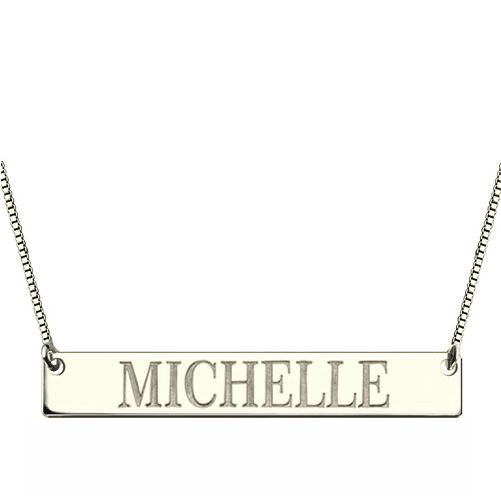 Engraved Name Bar Necklace In Sterling Silver