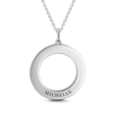 Engravable Disc Necklace Silver