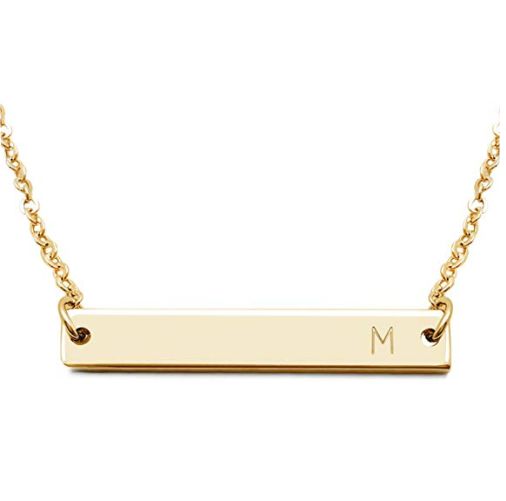 Engraved Name Bar Necklace Gold Plated