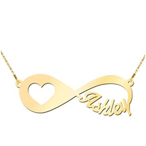 Heart Infinity Name Necklace 18k Gold Plated