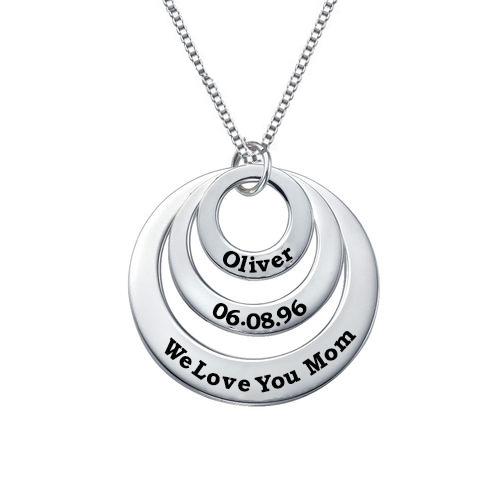 Engravable Classic Discs Necklace in Silver684