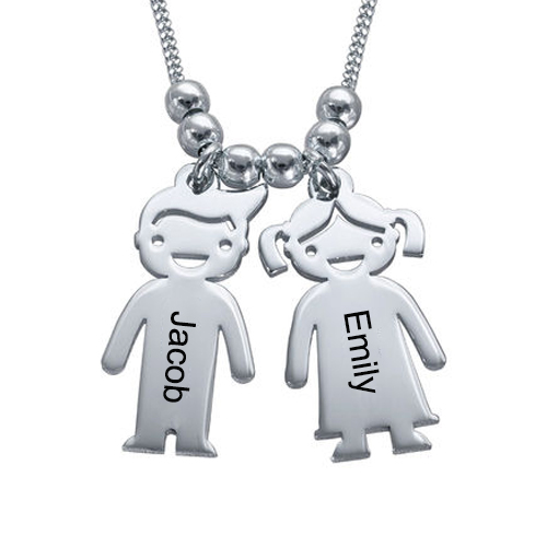 Engraved Kids Charm Necklace Sterling Silver